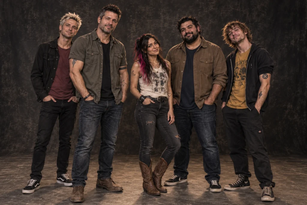 Full band studio portrait